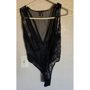 Victoria’s Secret Lace Lingerie Teddy Unlined One Piece Bodysuit  Black M